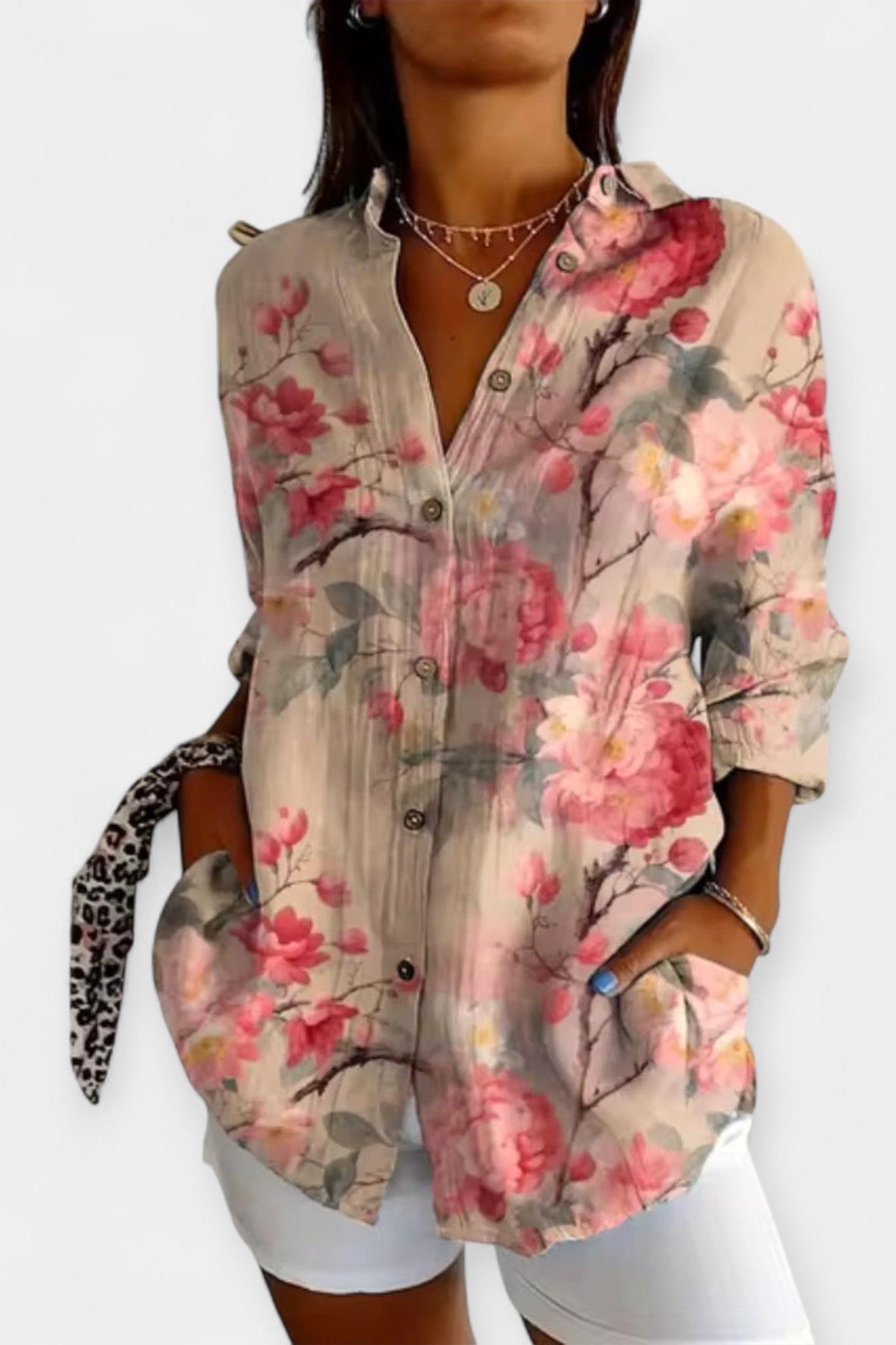 Košile na knoflíky s květinovým vzorem