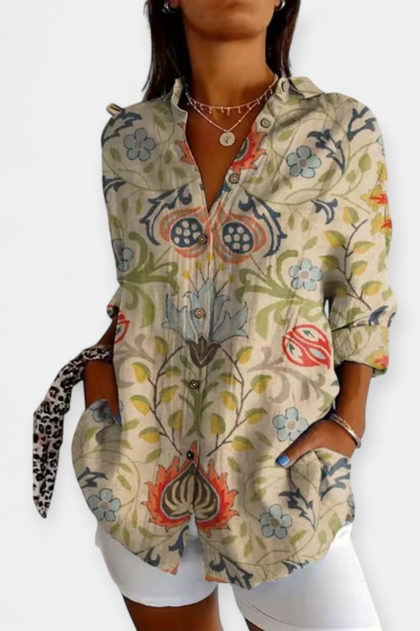Košile na knoflíky s květinovým vzorem