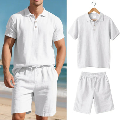 Achille - Polo a Šortky Dvojdílná Lněná Sada