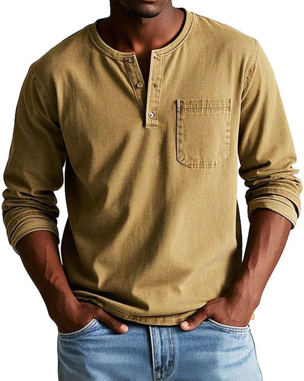 Sebastian - Retro Košile z Prémiového Lehkého Denimu