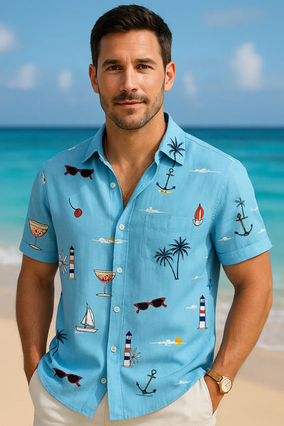 Roméo - Ren Bavlněná Košile s Letním Potiskem