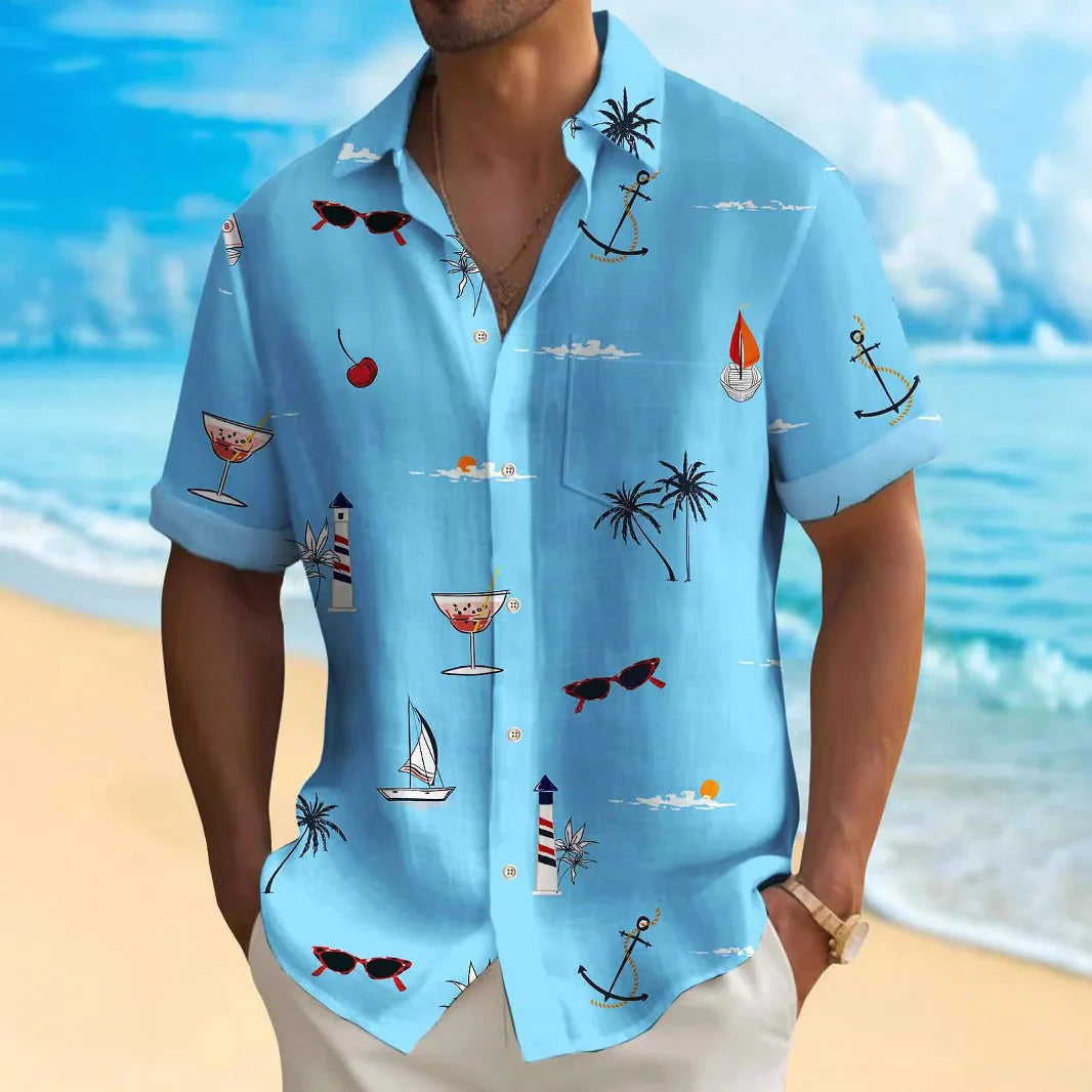 Roméo - Ren Bavlněná Košile s Letním Potiskem