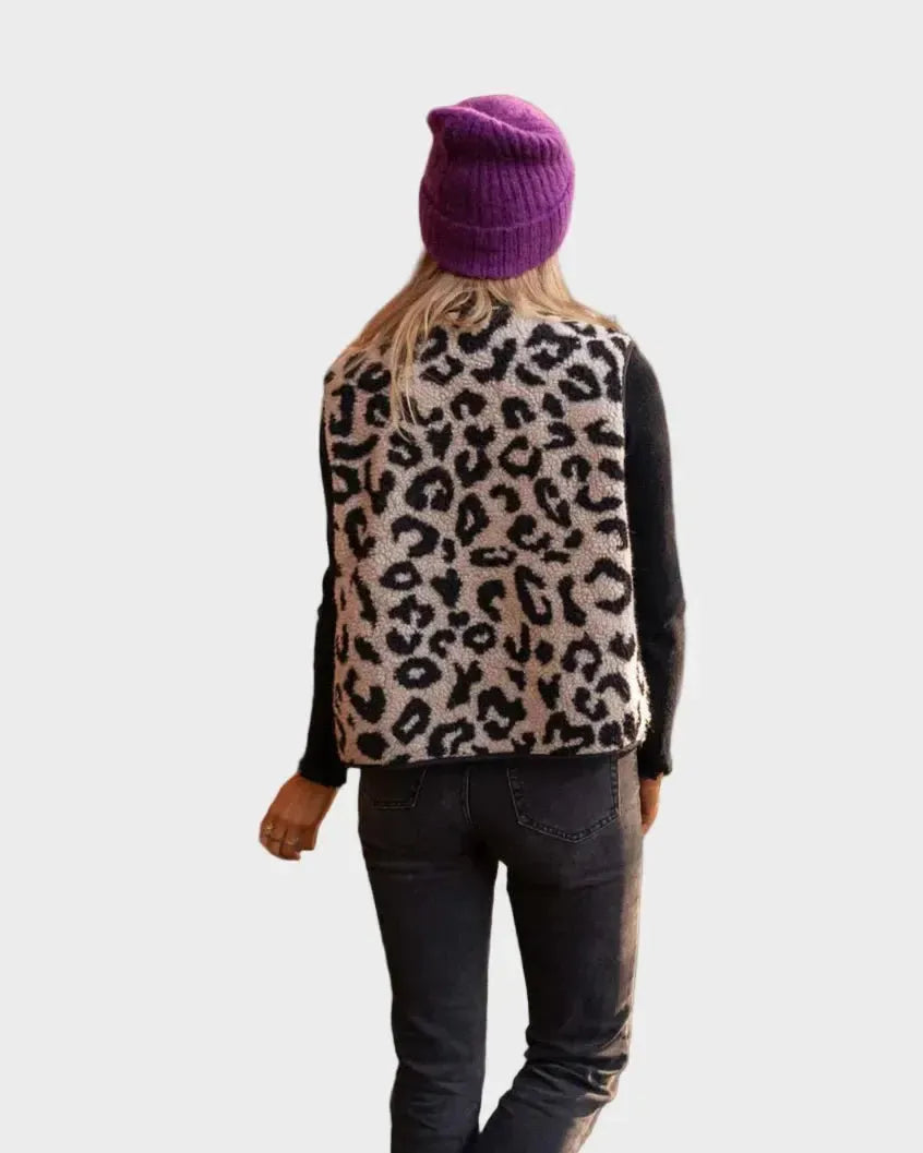 Astrid - Leopardíkový Pletený Vesta