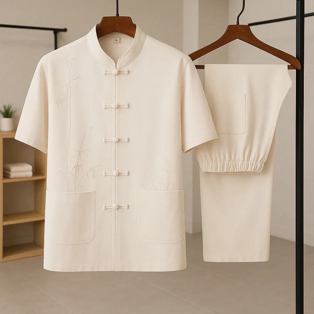 Kenji - Luxusní vyšívaný hedvábný letní set