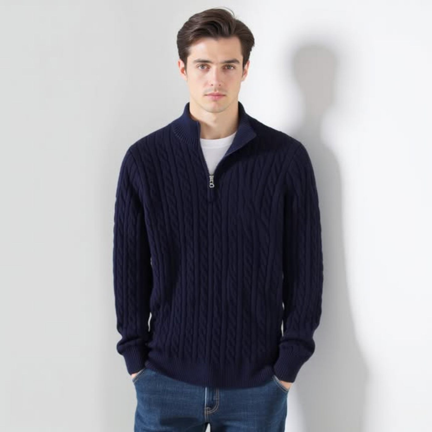 Jurgen - Zvrásněný Svetr se Zipem a Vysokým Límcem