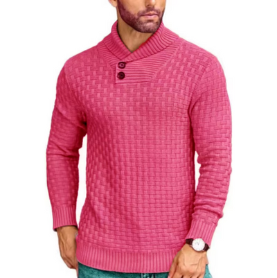 Greg - Strukturovaný Pletený Svetr s Zapínacím Vysokým Límcem