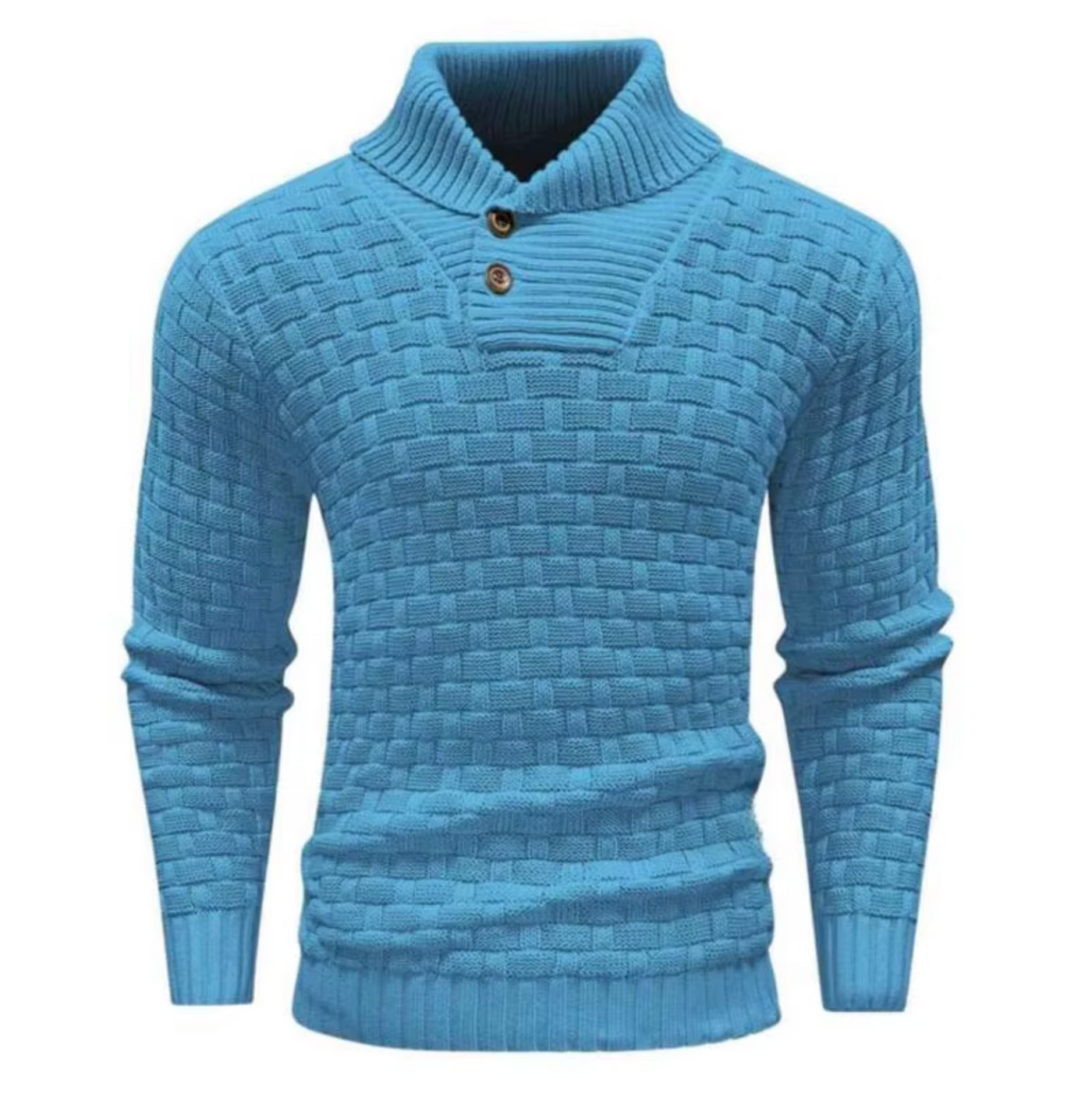 Greg - Strukturovaný Pletený Svetr s Zapínacím Vysokým Límcem
