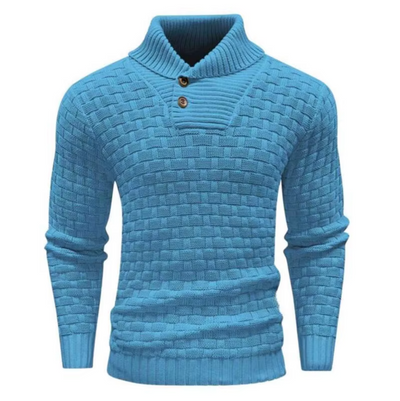 Greg - Strukturovaný Pletený Svetr s Zapínacím Vysokým Límcem