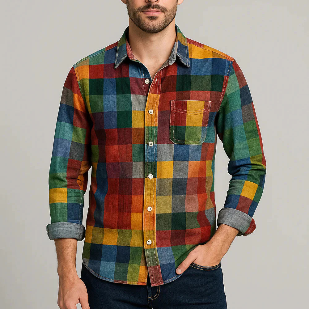 Hector - Barevná Kostkovaná Bavlněná Košile