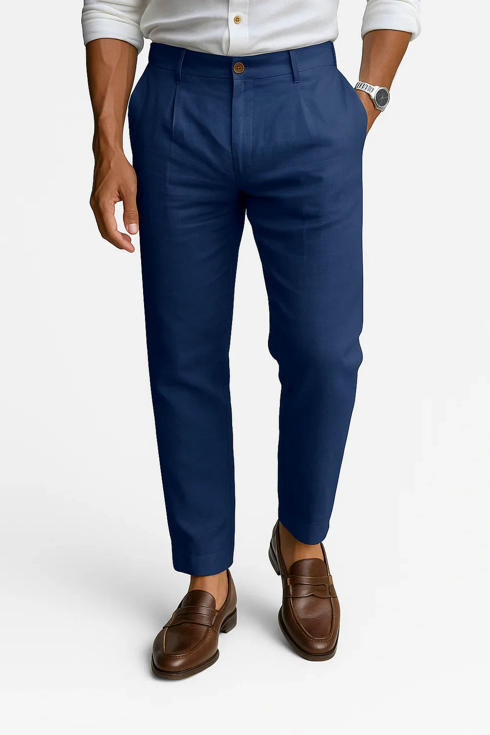 Santiago - Sofistikované Lehká Lněné Kalhoty