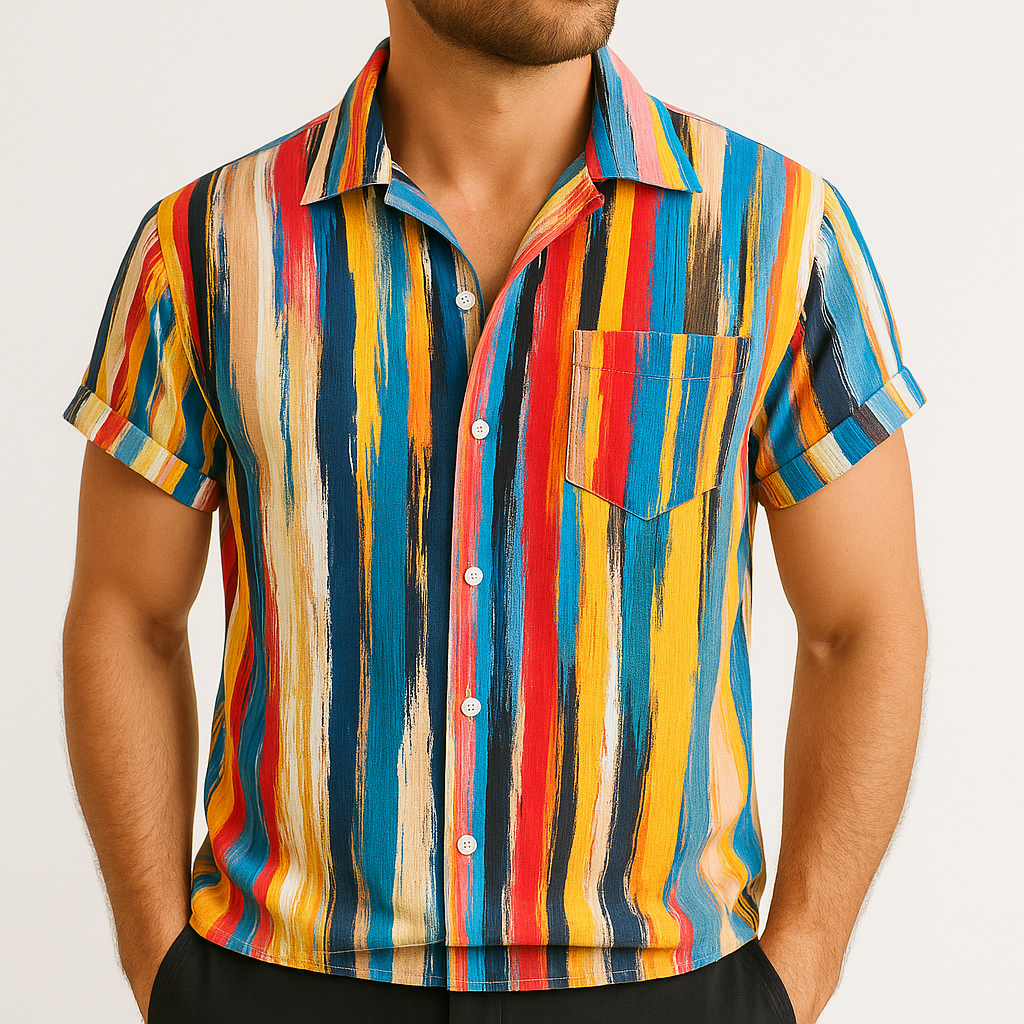 Miguel - Abstraktní Barevná Bavlněná Košile