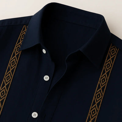 Afonso - Luxusní vyšívaná pohodlná lněná košile