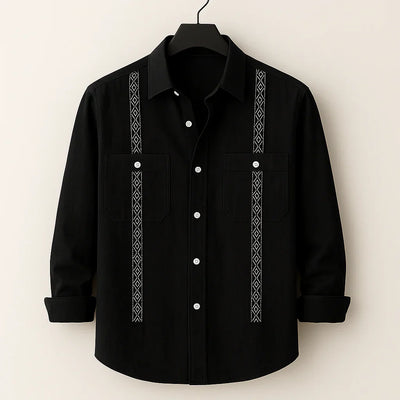 Afonso - Luxusní vyšívaná pohodlná lněná košile