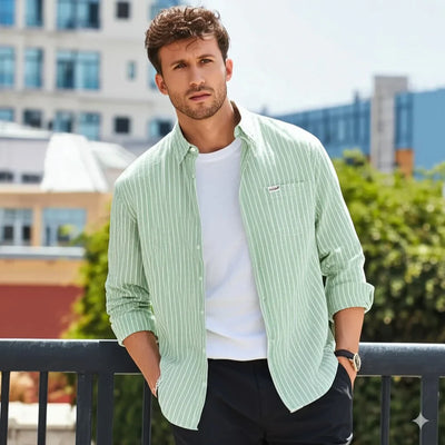 Mikkel - Pruhovaná košile z čisté bavlny