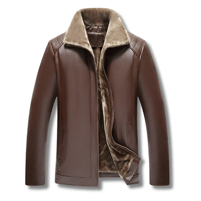 Diller - Elegantní Kožený Kabát S Kožešinovou Podšívkou