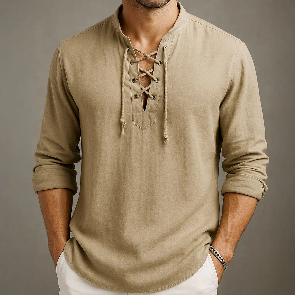 Japhet - Lněná blůza s šňůrkovým límcem