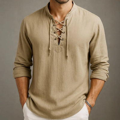 Japhet - Lněná blůza s šňůrkovým límcem