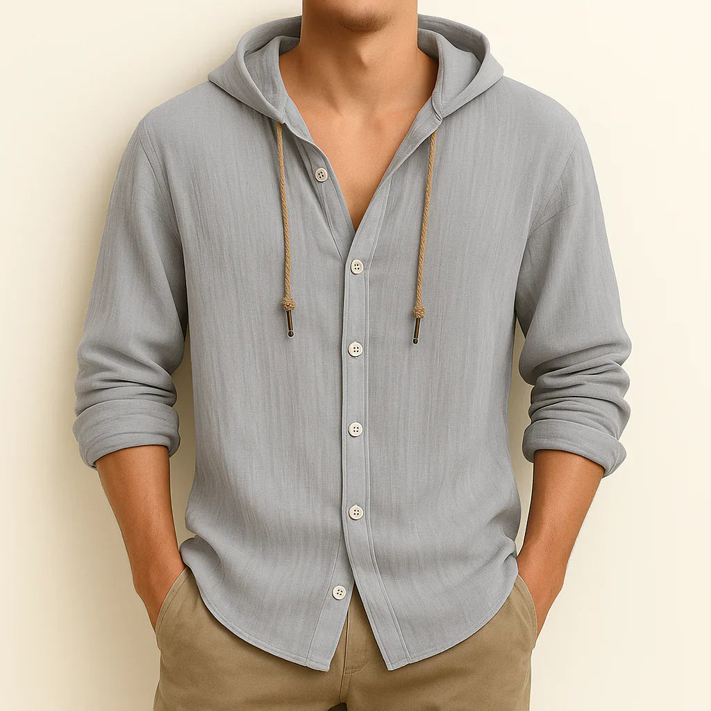 Shawn - Mikina s kapucí z bavlny a lnu