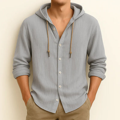 Shawn - Mikina s kapucí z bavlny a lnu