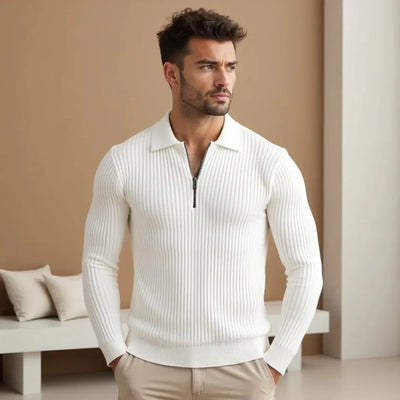 Noah - Prémiový Bavlněný Svetr s Polovičním Zipsom