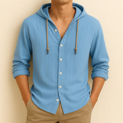 Shawn - Mikina s kapucí z bavlny a lnu