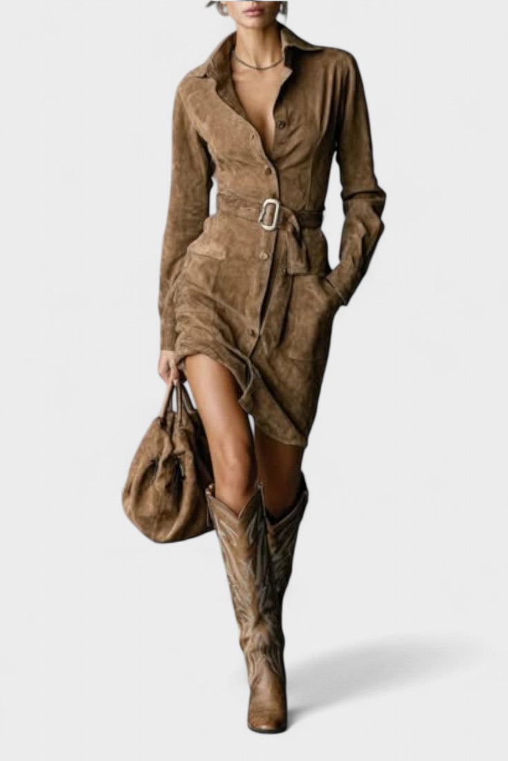 Veronika™ | Semišové midi šaty