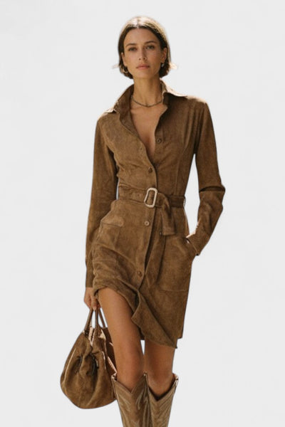 Veronika™ | Semišové midi šaty