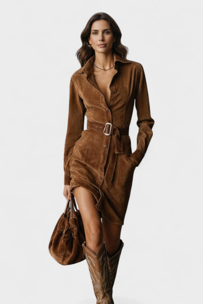 Veronika™ | Semišové midi šaty